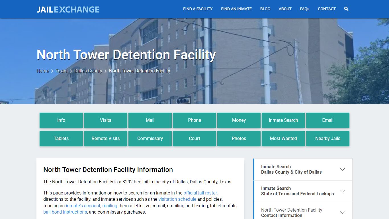 North Tower Detention Facility, TX Inmate Search, Information
